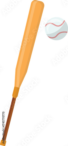Smooth polished wooden baseball bat illustration