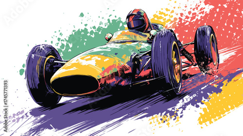 Professional Formula 1 Race Car Driver in Speed Competition Motorsport Vehicle