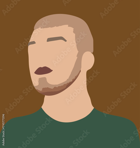 Abstract man, head portrait. Hand drawn vector illustration.