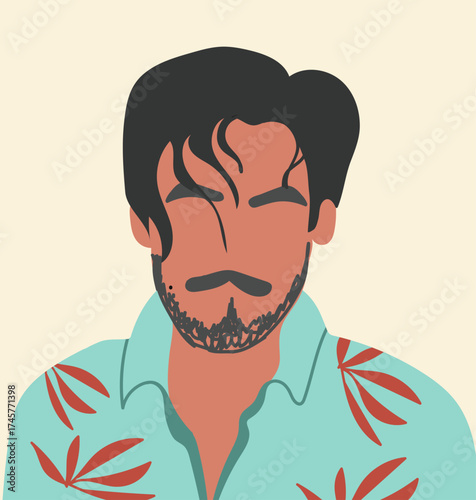 Abstract man, head portrait. Hand drawn vector illustration.