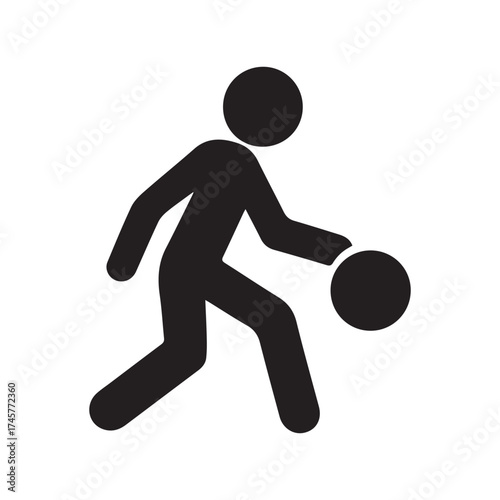 Silhouette basketball player dribbling ball icon vector illustration