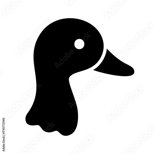 Duck Head Glyph Vector Icon Design