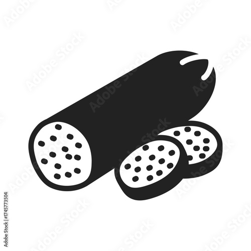Sliced Pepperoni Sausage Glyph Vector Icon