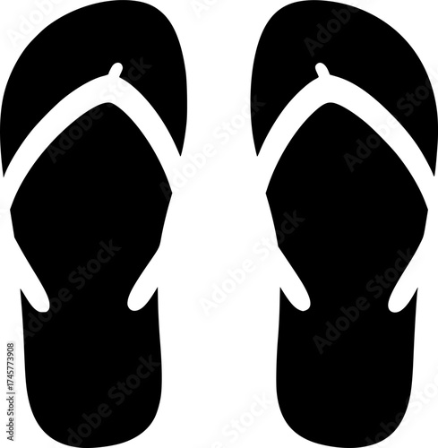 a pair of black flip-flops with white straps