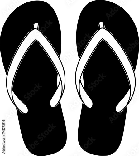 a pair of black flip-flops with white straps