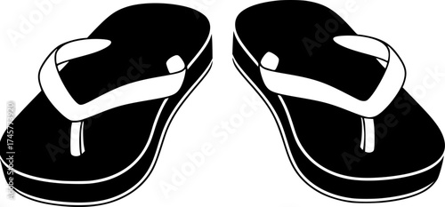 a pair of black flip-flops with white straps