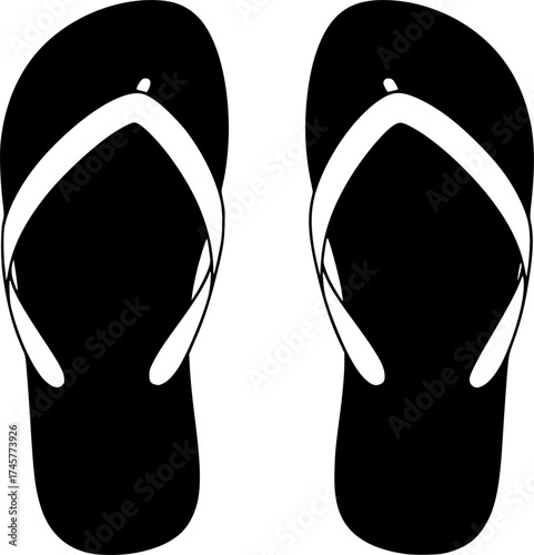 a pair of black flip-flops with white straps