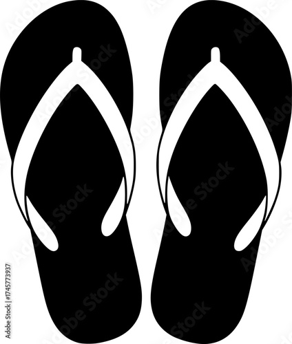 a pair of black flip-flops with white straps