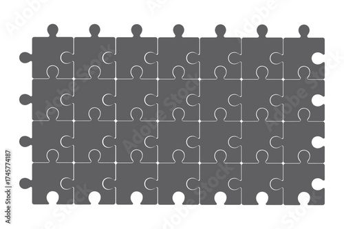 Puzzle Grid Empty Frame Design. Jigsaw Pieces Background Vector Illustration