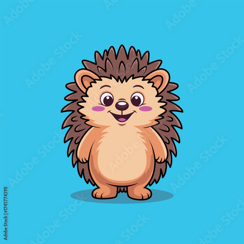 Adorable hedgehog cartoon character smiling sweetly, a delightful addition for children's books, educational materials, and heartwarming designs for kids