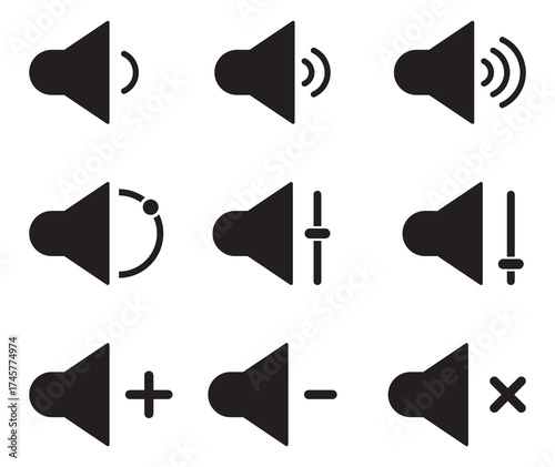 Sound off icon set. Simple sound volume and audio mute mark symbol design illustration. Volume icon set