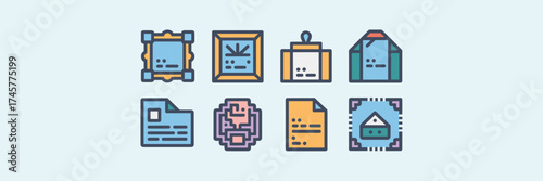Vector icon set of print mediums and formats – Suitable for printing tutorials, creative design packs, or workflow infographics
