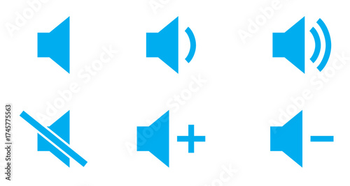 sound on off icons vector in line style . sound volume and mute icon. Volume allow and volume prohibit icon set. Sound and Mute. Volume icon set. EPS