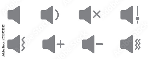 sound on off icons vector in line style . sound volume and mute icon. Volume allow and volume prohibit icon set. Sound and Mute. Volume icon set. EPS