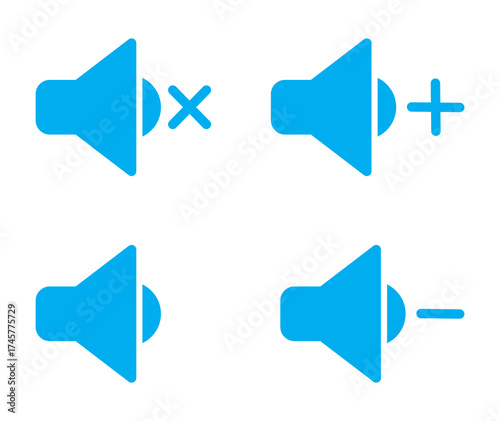 Speaker icon set. Mute and unmute volume signs vector eps10.