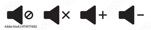 sound on off icons vector in line style . sound volume and mute icon. Volume allow and volume prohibit icon set. Sound and Mute. Volume icon set. EPS 10