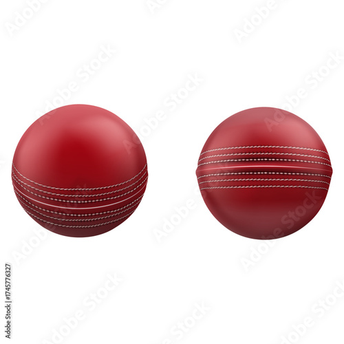 Realistic Red Cricket Balls Isolated on White Background