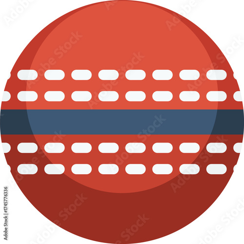 Shiny Red Cricket Ball Vector Illustration