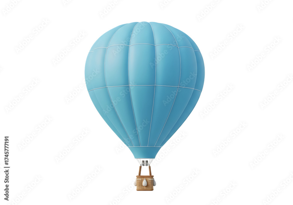 Naklejka premium A blue hot air balloon isolated on transparent background