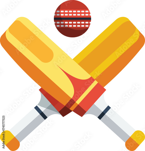 Professional Cricket Equipment Illustration