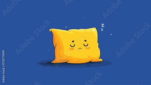 Cute Cartoon Yellow Emoticon Sleeping on Pillow Character Design
