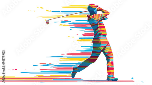Stylish Golf Swing Abstract Sports Vector Illustration