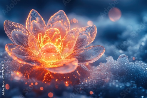 Glowing flower with dark background.