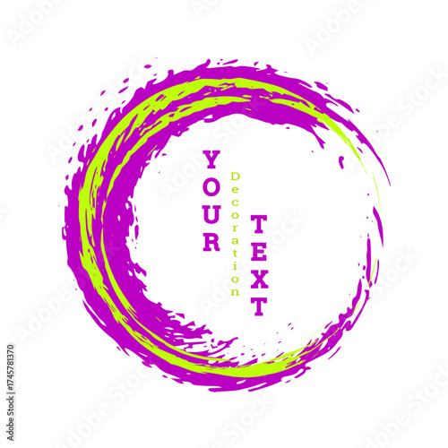 Brushstroke circle on a white background. Multicolored brushstrokes. Design template for banners, posters, booklets, covers, and magazines. EPS 10.