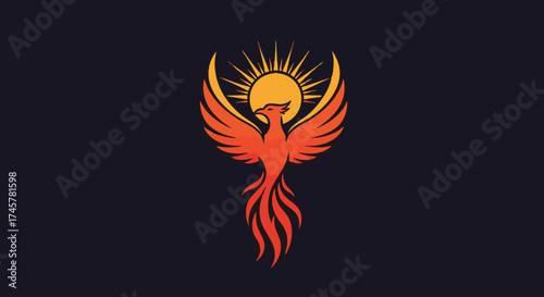 Phoenix Rising A Fiery Symbol of Rebirth and Hope Against a Dark Backdrop