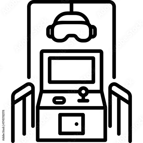 Vr arcade cabinet outline icon vector