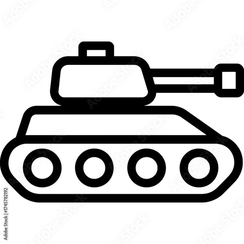 Tank military vehicle outline icon vector