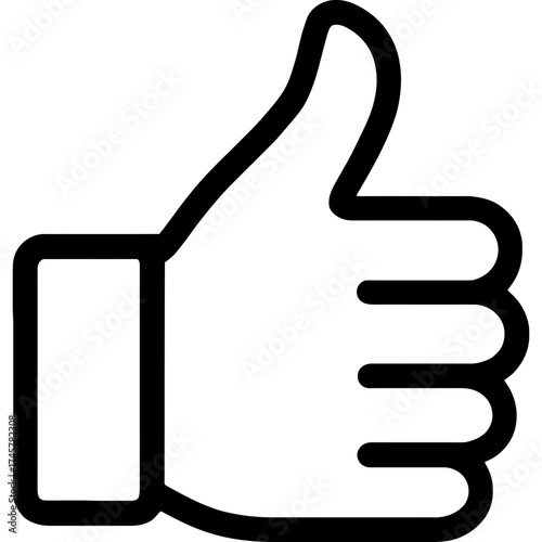 Thumbs up hand gesture outline icon vector