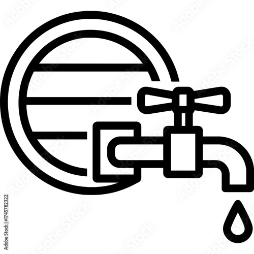 Barrel spigot outline icon vector