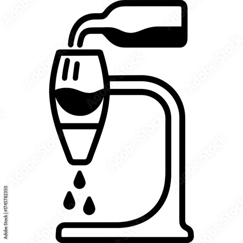 Wine aerator pour-through device outline icon vector