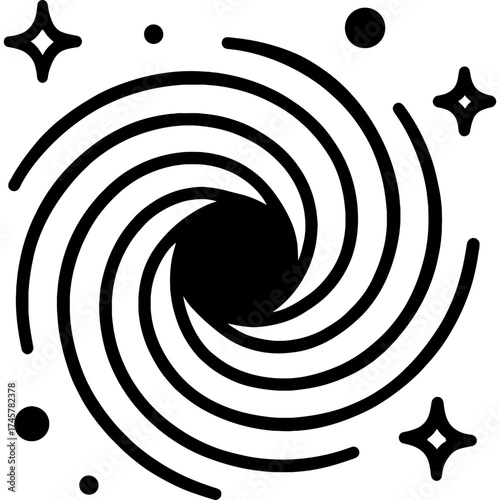 Black hole space outline icon vector