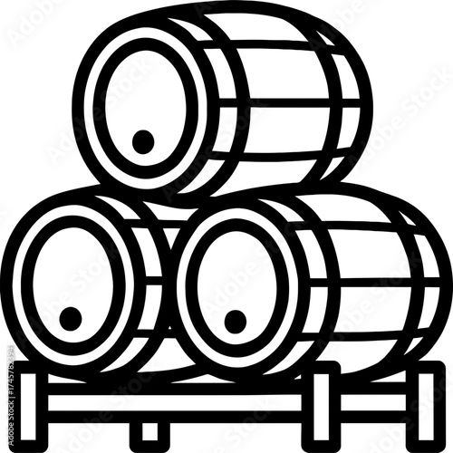 Oak wine barrels outline icon vector