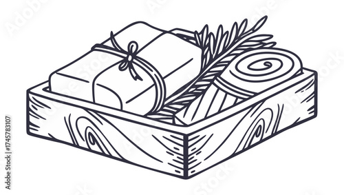 eco soap in handmade box rustic packaging vector