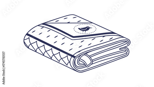 flat vector icon of folded blanket with cloth cove