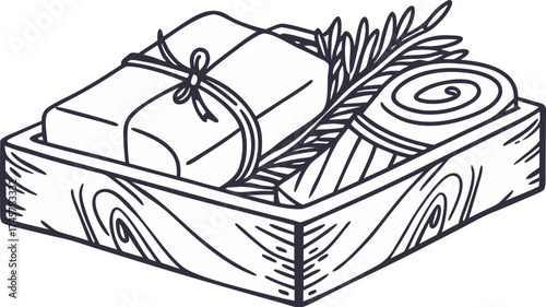 soap in handmade box rustic packaging vector eco