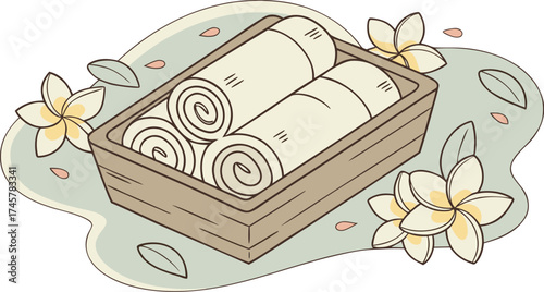 tray with rolled towels and flowers spa co wooden
