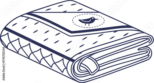vector icon of folded blanket with cloth cove flat
