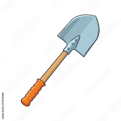 A vector illustration of a garden shovel, a gardening tool used for digging soil and managing organic waste