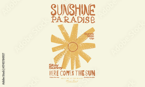 Spring summer trend design. Sunshine vector graphic design for apparel, posters, background and others. 