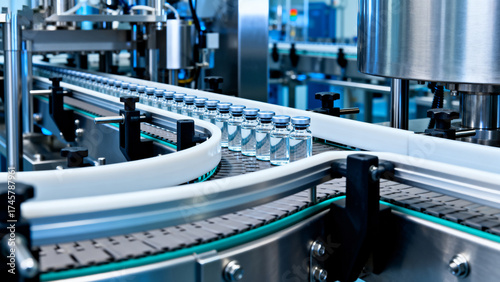 Pharmaceutical production line with vials