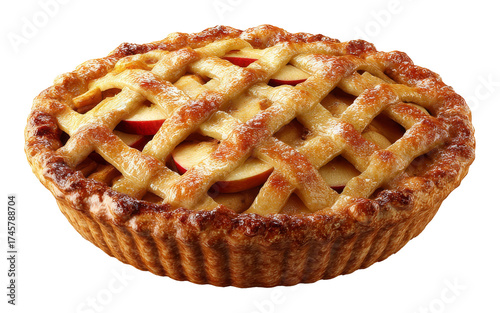 Apple pie golden lattice crust homemade dessert transparent background