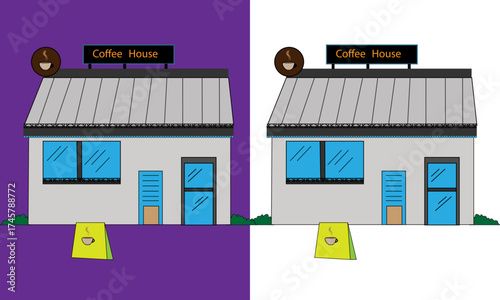 COFFEE SHOP CAFE ON THE STREET VECTOR ART