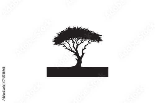 A Tamarisk tree vector silhouettes black image..eps