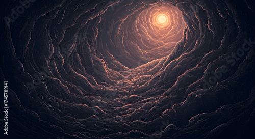 Generative AI Pixel Art Cave with Light Source Pixel art Tunnel Dark Illustration Background Texture Pixelated 8-bit 16-bit Game art Underground Rock Stone - Perfect For Your Project