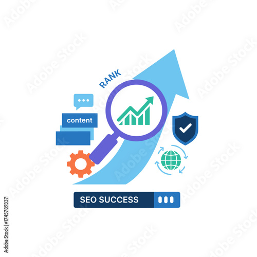 A flat design illustration concept tailored for SEO, intended for use in web banners and promotional materials