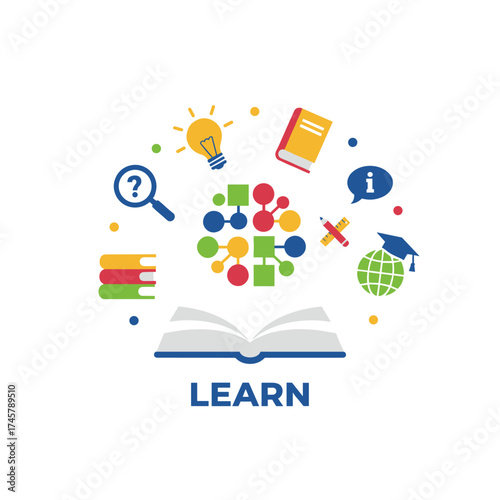 A flat design approach tailored for education, including ideas for web banners and print materials
